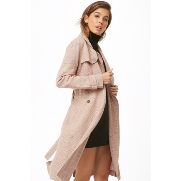 Forever21 Houndstooth Trench Coat - Picture 1 of 5